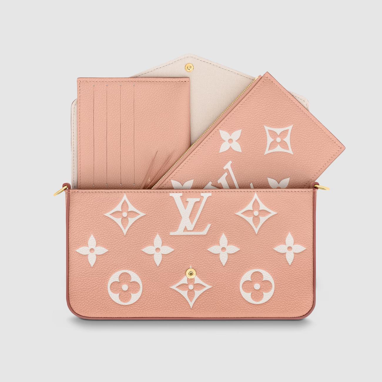 Túi Louis Vuitton Félicie Pochette Nữ Monogram Empreinte Hồng Kem